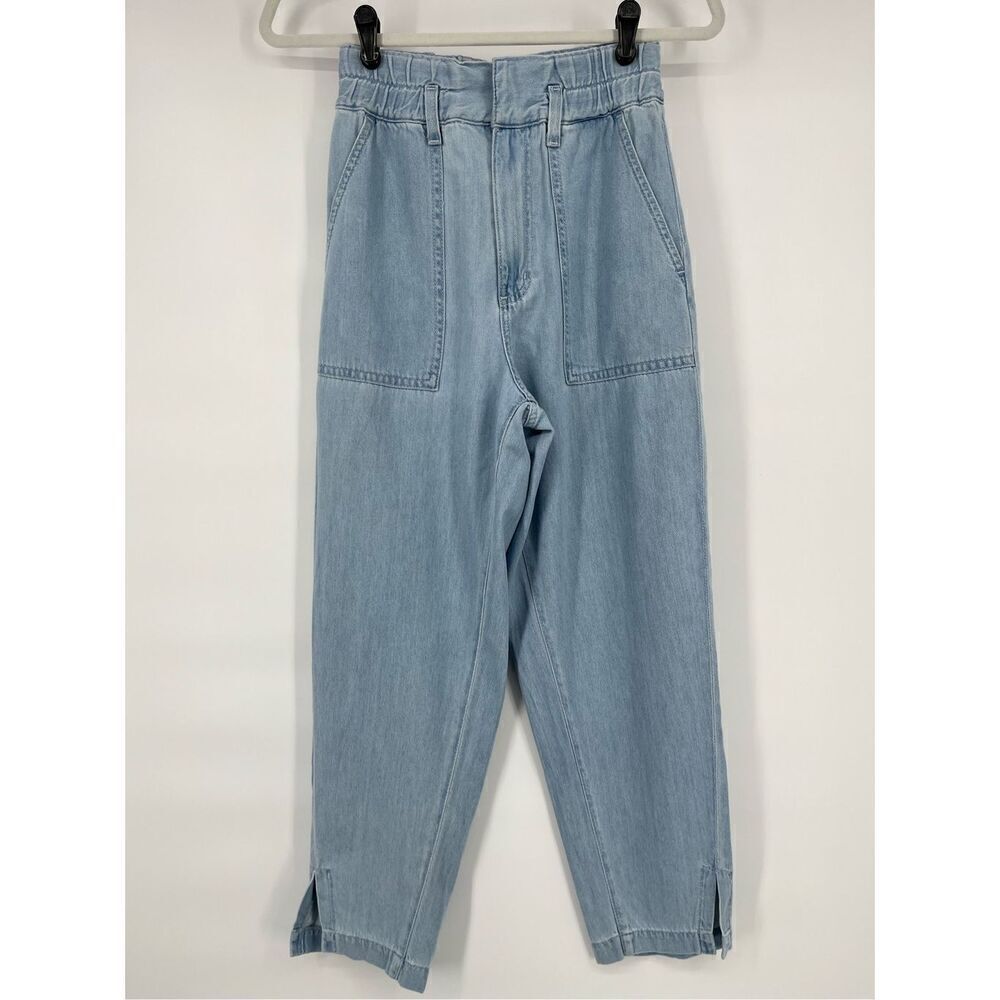 AG Adriano Goldschmied High Rise Barrel Jean Paperbag Roxbury Silk Blend Size 24
